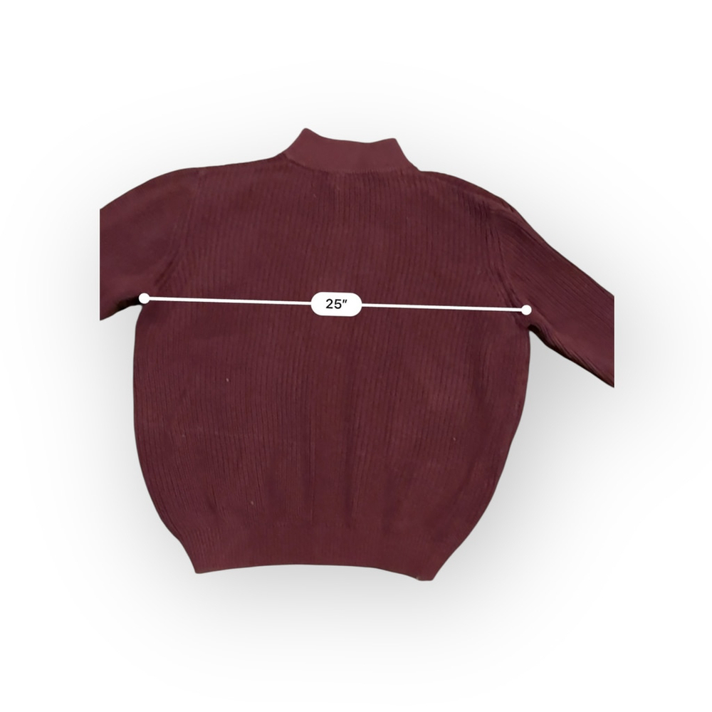 Vintage Y2K L.L.Bean Men's Ribbed Mock Neck Henley Sweater SZ XXL Maroon - Picture 4 of 5